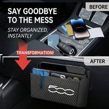 For FAIT 500 500X 500L 1pc Car Interior Organizer. Organizer Pen/Card/Earphone Pockets, Auto Dashboard Storage Box With Charging Hole, Easy Install Carbon Fiber Texture - A - View 2