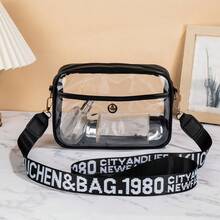 Lightweight Transparent Camera Bag, Waterproof PVC Material, Letter Webbing Shoulder Crossbody Bag, Suitable For Concerts - Clear - View 6
