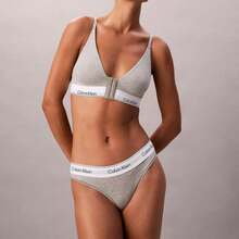 Calvin Klein Icon Cotton Modal Post Surgery Lightly Lined Triangle Bralette QF8507 Underwear  Women  Bras + Bralettes - Grey Heather - 查看 3