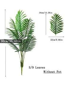 90-120cm 大尺寸人造植物 仿真棕櫚樹 熱帶棕櫚葉 高大人造棕櫚植栽 觸感仿真塑料芒果葉 室內可用 適合居家、廚房、戶外、辦公室裝飾 - 綠色 - 查看 8