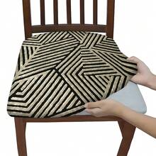 2/4/6 pezzi Coprisedili elasticizzati con motivo a righe, adatti per la decorazione della casa, soggiorno, sala da pranzo, giardino, hotel, eventi, in materiale poliestere lavabile, protezione per sedili di sedie - Multicolore - Visualizzare 3