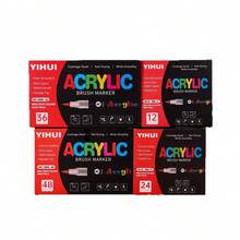 1/12/24/36pcs Acrylic Marker Pens, Refillable Soft Tip, Non-Fading, Stackable, Watercolor Painting, DIY Marking, Random Colors & Packaging, Suitable For Architecture, Woodworking, Office, Drawing, Back To School - Sets - View 7