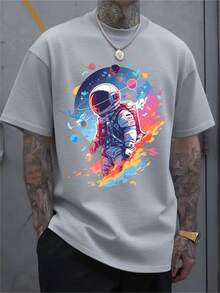 Camiseta de manga corta para hombre, estilo casual deportivo, diseño moderno con estampado 2D, elástica y cómoda, adecuada para deportes, viajes y uso diario casual - corte regular, cuello redondo, tejido de punto, camiseta estampada, camisa de ajuste cómodo, camiseta de manga corta estampada para hombre. - Negro - Ver 10