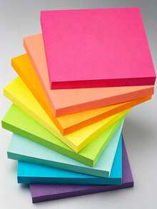 360/300/250pcs 3*3 IN Colorful Sticky Notes, Fluorescent Memo Pad, Reusable Adhesive Notes, Wholesale Back To School Bestseller, Label Paper School Supplies - Multicolor - View 8