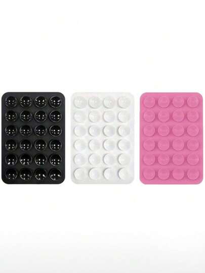 Bộ 3 giá đỡ điện thoại bằng silicon có đế hút, chống nước, phù hợp với hầu hết các loại điện thoại, giá đỡ đa năng tiện dụng cho chụp ảnh tự sướng và quay video, màu trắng/hồng/đen.