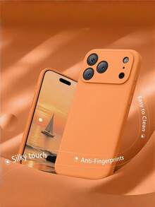 極簡時尚純色矽膠 & TPU 手機殼，橘色，適用於 Apple 17 Pro Max/17 Pro/17 Air/17/16 Pro Max/16 Pro/16/16 Plus/15/15 Pro Max/15 Pro/15Plus/11/12/13/14 Pro Max/12 Pro/12 Pro Max/13 Pro/13 Pro Max/7 Plus/14 Pro/14 Pro Max/14Plus，中性創意軟殼設計，春季禮物 - 橘色 - 查看 3