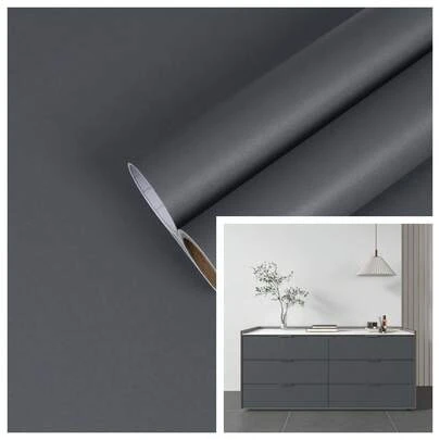 Giấy dán tường màu xám đậm mờ, kích thước 15,7in x 118in, chống thấm nước, chống dầu, có thể giặt, keo tự dính dày dặn, dễ tháo gỡ không để lại cặn, thích hợp cho phòng khách, phòng ngủ, tủ, trang trí nhà cửa và cho người thuê nhà.
