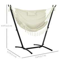 Patio Hammock Chair With Stand, Outdoor Hammock Swing Hanging Lounge Chair With Side Pocket And Headrest - Cream White - View 7