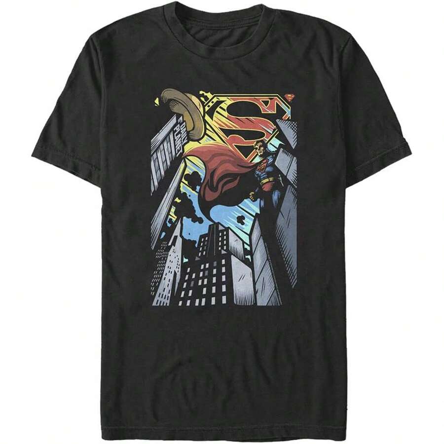 Warner Bros Camiseta de Manga Corta para Hombre of Metropolis Camiseta para para Hombre - Negro - Ver 1