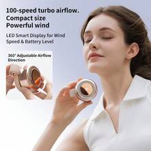 Portable Clip On Fan 2000mAh Rechargeable, Turbo Blades Strong Wind Low Noise Low Power, 360° Adjustable Airflow, 3 Color 3 Brightness Night Light, Digital Display, Memory Silicone Secure Clip, Desktop Waist Clip Backpack Clothing Mount, Electroplated Diamond Texture Luxury Stylish Compact Personal Cooling Fan For Outdoor Travel Office Home - Clip-on - View 7