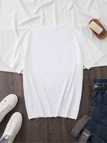 Women's Circle Neck T-Shirt, Italian Orange And Sicilian Letter Print - Soft, Casual, Elegant, For Spring And Summer, Versatile Casual Wear, Fashionable T-Shirt, Summer Garment, Italian Themed Design, Comfortable Fit. Casual Short Sleeve Shirts For Men And Women - 白色 - 查看 2