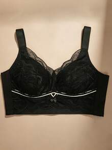 Women's Adjustable Lift And Gather Underwire Bra, Thin Cup Full Coverage Anti-Sagging White Bra - Black - View 4