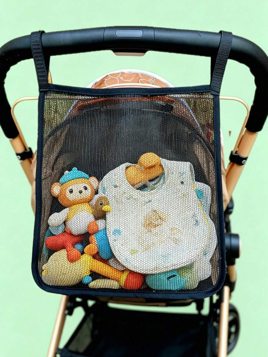 1pc Large Capacity Stroller Organizer Bag, Mesh Stroller Storage Bag, Baby Outing Essential - Multicolor - View 1