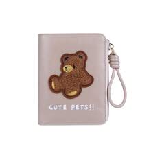 CarrKen 1 pieza Cartera corta versátil y exquisita para mujer con patrón de oso, estilo retro europeo & americano, multifuncional y de múltiples compartimentos, nueva, para adolescentes - Multicolor - Ver 13
