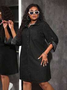 Plus Size Dresses - Black - View 3