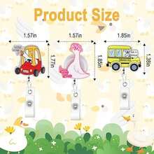 1pc Cute Goose Retractable Badge Reel With Alligator Clip, Suitable For Nurses, Doctors, Office Workers, Social Workers - Multicolor - View 2