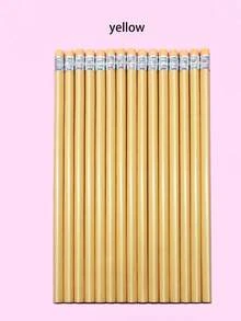 Conjunto de 50/30/20/10/5 lápis de desenho triangulares de madeira com borracha, ideais para escrita, desenho e uso educacional, perfeitos para escolas e professores. Disponível em diversas cores. - Multicolorido - Ver 6