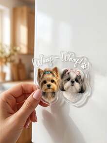 1pc Custom Multi-Pet Photo Magnet, Personalized Dog Fridge Magnet With Custom Names & Cute Quote, Perfect Pet Lover Gift, Kitchen Decor For Pet Owner - Multicolor - View 4