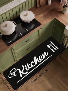 1pc Black & White English Kitchen Rug, 3.5mm Thick Cuttable Kitchen Mat, Non-Slip Absorbent Outdoor Doormat, Bathroom Mat, Kitchen, Laundry Room, Living Room, Outdoor Garden Decor - Multicolor - View 10