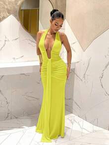 Women Midi Dresses - Yellow - View 7