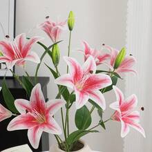 Artificial Lily Flower Bouquet, Faux Flower Arrangement For Home Decor, Living Room, TV Cabinet, Dining Table, Wedding Hall Scene Decoration, Suitable For Mother's Day, Back To School Season, Home Decor And Christmas - Multicolor - View 6