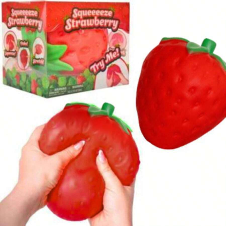 New Extra Large Strawberry Slow Rebound Toy, Giant Squeeze Toy, PU Filled Sensory Toy, Cute Squishy Ball Stress Relief Game Toy, Suitable For Adults - Multicolor - View 1