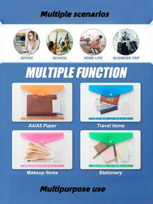 1pc/6pcs/12pcs Binder Pockets 11 Holes Expandable Binder Folders For 2/3/4 Ring Document Pockets With Snaps And Tabs Binders Clear Mixed Pack,Plastic File Bags,For School, Home Office Attendance Travel - Convenient To Carry,Portable Monthly Paper,Back To School - Multicolor - View 10