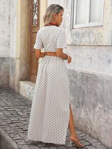 Women Midi Dresses - 卡其色 - 查看 3