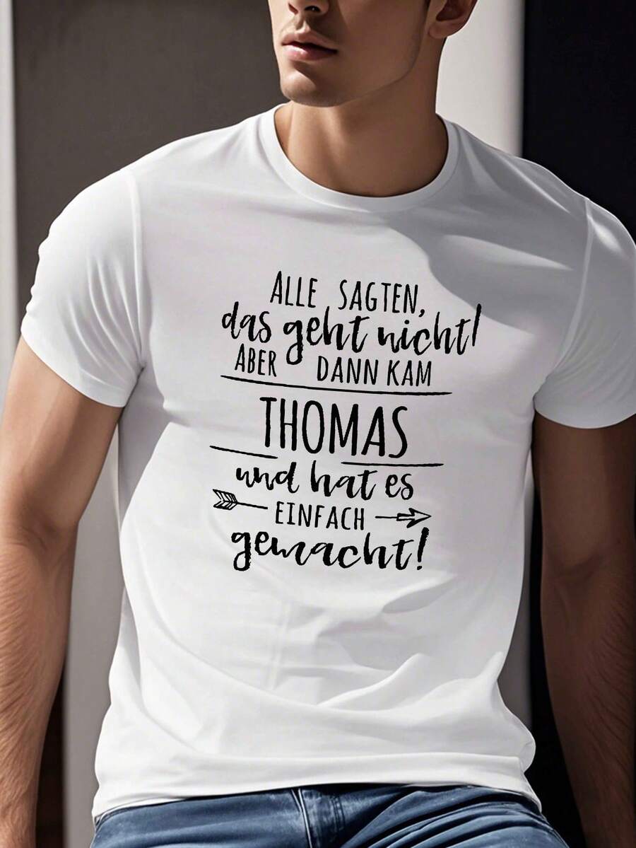 Thomas Men's Summer Short Sleeve T-Shirt - 白色 - 查看 1
