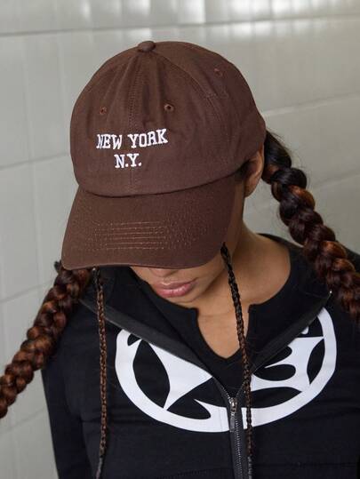 Women's Letter Embroidered Baseball Cap, Fashion Versatile, Adjustable Strap, UV Protection, Suitable As Music Festival Gift