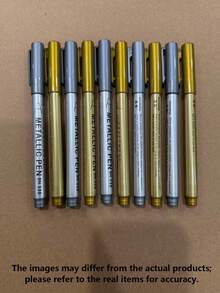 12pcs Metallic Color DIY Craft Markers, Mixed Colors, Quick Dry Oil-Based Pens Suitable For Cards, Labels And Home Decor, Random Colors - A - View 12