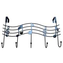 Black - TESOON Door 5 Hook Rack Decorative Hanger for Hanging Clothes Coat Hat Belt Black - negro - Ver 5