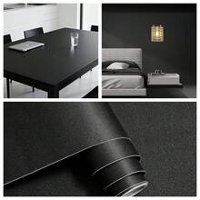 15.7in X 118in 啞光純黑色純色撕貼式壁紙,防水防油可水洗,加厚自黏可移除不留殘膠純黑牆貼,適用客廳臥室櫥櫃居家裝飾與租屋使用 - 默黑 - 查看 2