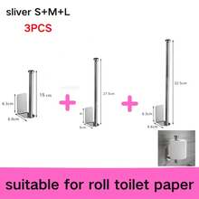 Soporte de papel higiénico para cocina, soporte colgante para pañuelos de baño, rollo de papel, toallero, estante de almacenamiento, 1-3 piezas - Plata-S M L-3 piezas - Ver 3