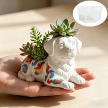 金狗造型多肉植物盆栽硅胶模具 可爱小狗造型收纳盒树脂石膏花盆模具 矮胖狗装饰模具 水泥石膏花盆模具 家居装饰工艺品模具 - A - 查看 3