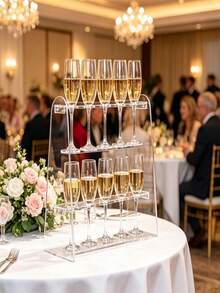 Trending Acrylic Transparent Multi-Tier Wine Glass Rack Display Stand, Suitable For Storage Rack, Wedding/Party, Universal Champagne Flute Tower Rack | Party Atmosphere Enhancer, Easily Create A Romantic Champagne Bar, One Champagne Glass, Start A Romantic Party Moment - Multicolor - View 1