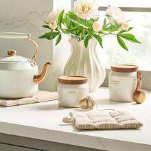 29 Fl Oz Ceramic Stoneware Core Coffee Storage Canister Sour Cream - Hearth & Hand ™   With Magnolia - 1 - View 2