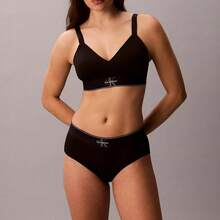 Graphic Monogram Microfiber Stretch Lightly Lined Bralette Underwear  Women  Bras + Bralettes QF8877 - 黑色 - 查看 2