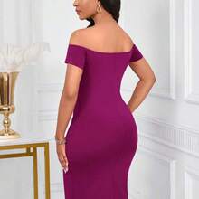 YijiaNvz   Lunessa Vestido ceñido de mujer con escote en V y hombros descubiertos - Verde - Ver 3