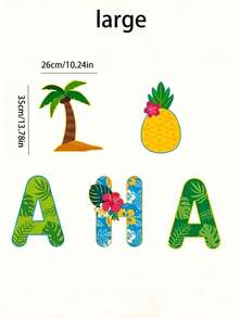 5个大型夏威夷庭院标牌，带支架，Aloha户外塑料标牌，夏威夷主题派对装饰，轻便易用，适合主题派对装饰、夏季海滩花园派对装饰、春夏草坪装饰。 - A - 查看 9