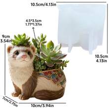 SUPWANPENG 可愛水獺造型花盆樹脂矽膠模具 蹲姿可愛小水獺造型植物花盆裝飾模具 石膏模具 混凝土模具 水泥模具 收納盒 收納家居裝飾飾品模具 裝飾禮物 - A - 查看 2