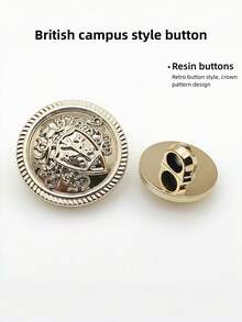 20pcs Golden Vintage Decoration Button Floral Button Plastic Button Hand Sewn Button High-Grade Coat Button Woolen Trench Coat Sleeve Button Suit Button Sweater Kn Button DIY Button - 20Pcs - View 2