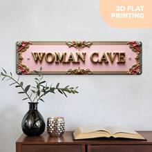 2D平面裝飾 - 一個帶有復古設計的2D平面標誌和牌匾，印有口號「WOMAN CAVE」。這個牆面標誌尺寸為10X40公分 (3.9X15.7英吋)，適用於農舍、浴室、咖啡館和車庫等各種環境。(隨機款式) - A - 查看 5
