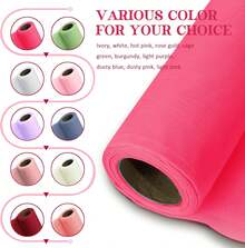 Horbaunal Hot Pink Chiffon Fabric By The Yard, 5 Yard Continuous Sheer Fabric 59" Wide Soft Draping Fabric For Wedding Arch Draping Party Backdrop DIY Sewing - Màu E - Xem 2