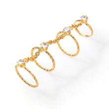 1 chiếc nhẫn nhiều lớp mới, thiết kế tối giản tinh tế, nhẫn đính đá pha lê thời trang đa năng dành cho nữ. - Vàng - Xem 3