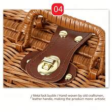 Handwoven Rattan Storage Basket, Multifunctional Desktop Cosmetic Organizer, Wedding Gift & Souvenir Box For Home Bedroom Sundries Arrangement - Brown - View 5