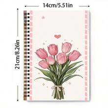 1 pieza Cuaderno tamaño A5, con patrón floral dibujado a mano, bloc de notas artístico, cuaderno creativo para estudiantes/oficina, escritura suave, portátil - flores de colores - Ver 16