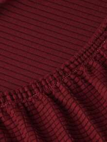 Solid Color Skirted Sofa Bed Cover, Polyester Fiber Elastic Full Coverage Sofa Slipcover, Suitable For Armless Sofas, Simple And Fashionable, Suitable For All Seasons - Burgundy - View 7