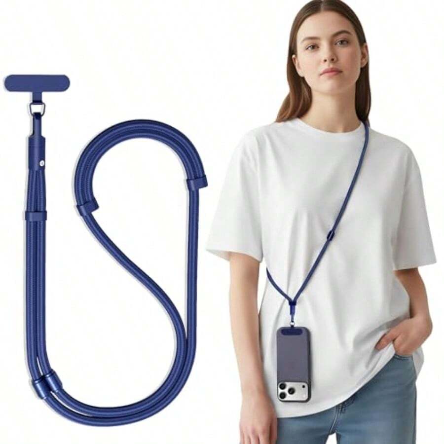 3-In-1 Phone Lanyard For Crossbody, Neck And Wrist, Adjustable Anti Theft Phone Strap With Tether Tab And Loop Strap - Universal For Most Smartphones, Camera, Key - Travel Essentials - Màu xanh lam - Xem 1