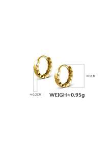 1pair Fashion Sterling Silver Geometric Design Hoop Earrings For Women For Daily Decoration - Gold - View 2